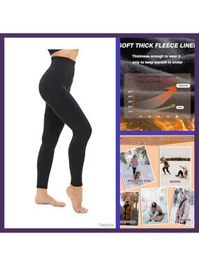 DINNAPE Fleece Lined Leggings Women Thick Warm Thermal High Waisted Winter Pants